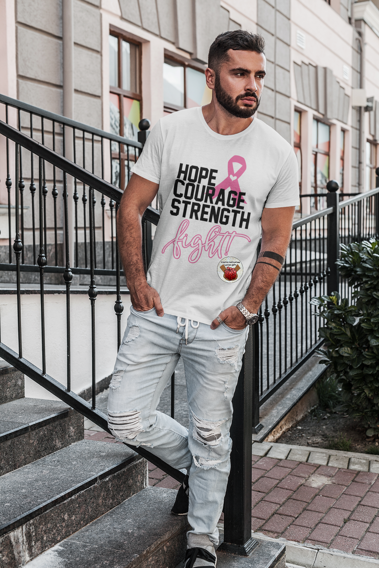 Hope. Courage. Strength. Fight. | Breast Cancer Awareness Tee