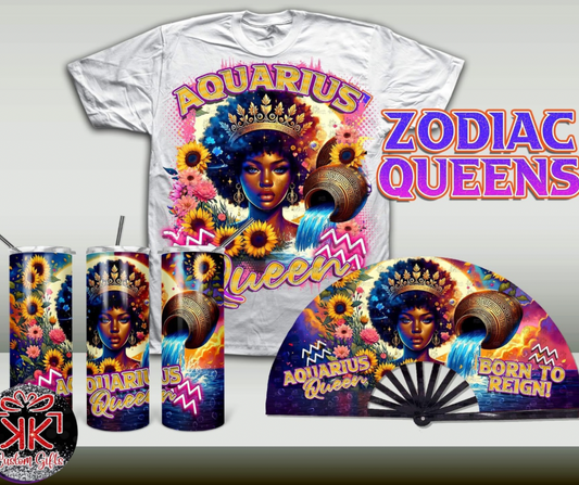 Zodiac Queen Bundle – T-Shirt, Tumbler & Clank Fan