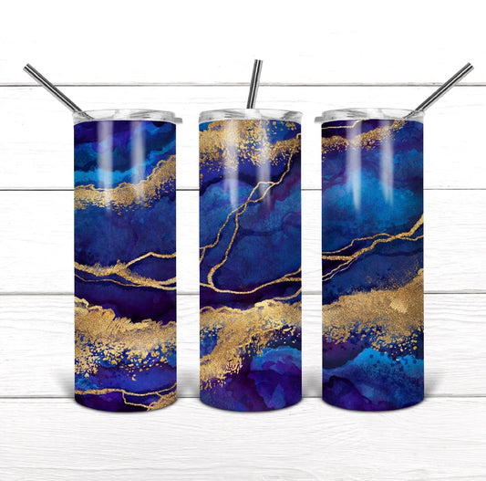 Blue and gold 20oz tumbler