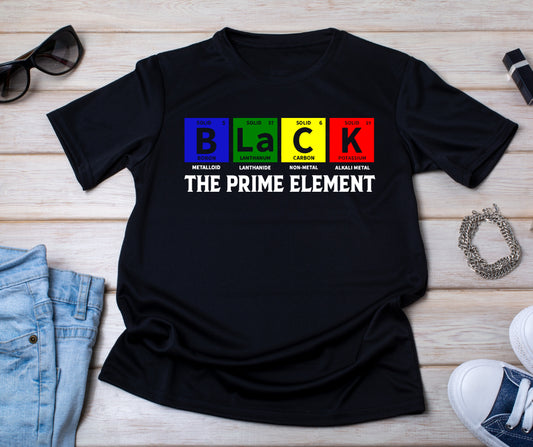BLACK: The Prime Element” Unisex Graphic Tee